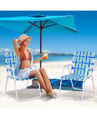 6 Pieces Folding Beach Chair Camping Lawn Webbing Chair