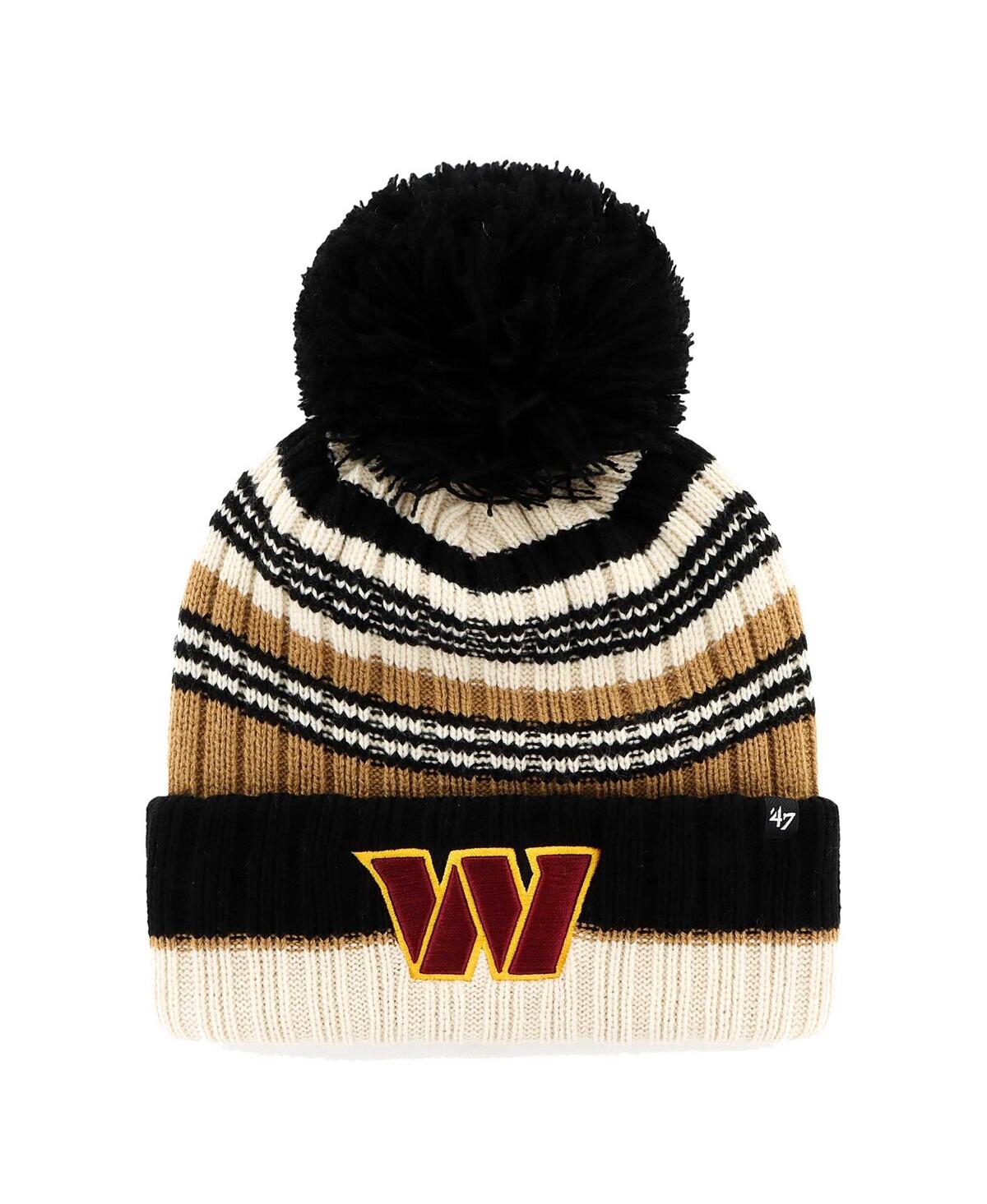 47 Brand Women's ' Natural Washington Commanders Barista Cuffed Knit Hat With Pom