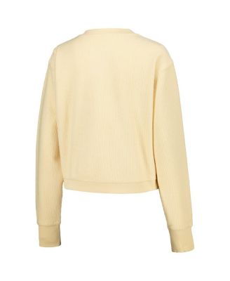 Women's Cream Wisconsin Badgers Timber Cropped Pullover Sweatshirt