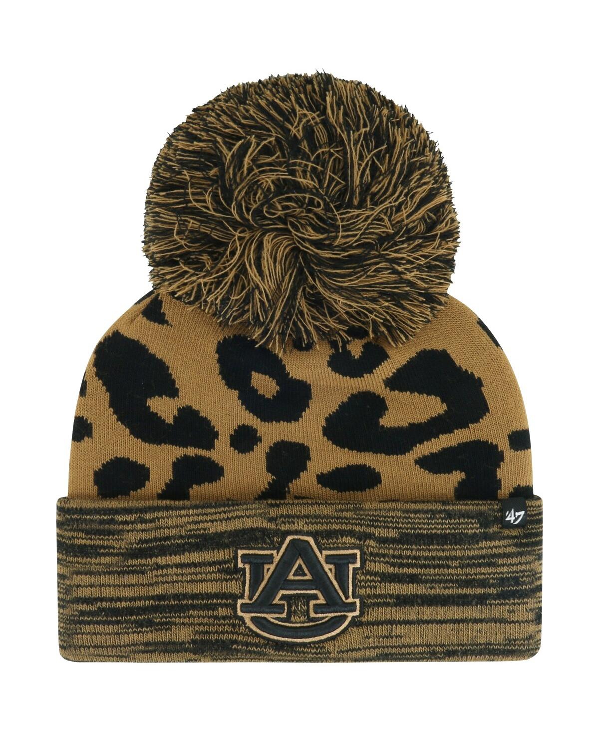 47 Brand Women's ' Brown Auburn Tigers Rosette Cuffed Knit Hat With Pom