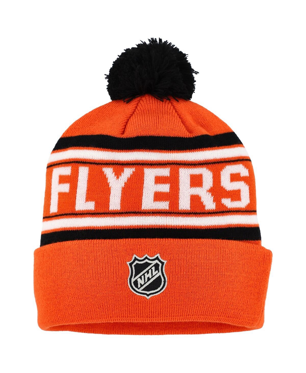 Outerstuff Youth Boys And Girls Philadelphia Flyers Orange Jacquard Cuffed Knit Hat With Pom In Orange