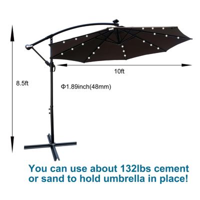 Streamdale 10ft Solar LED Patio Umbrella, Sun Shade, Waterproof