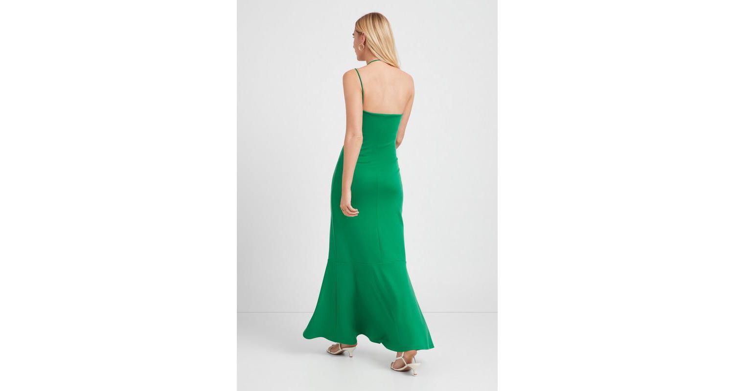 Women's Havana Asymmetric Halter-Neck Mermaid Frill-Hem Dress