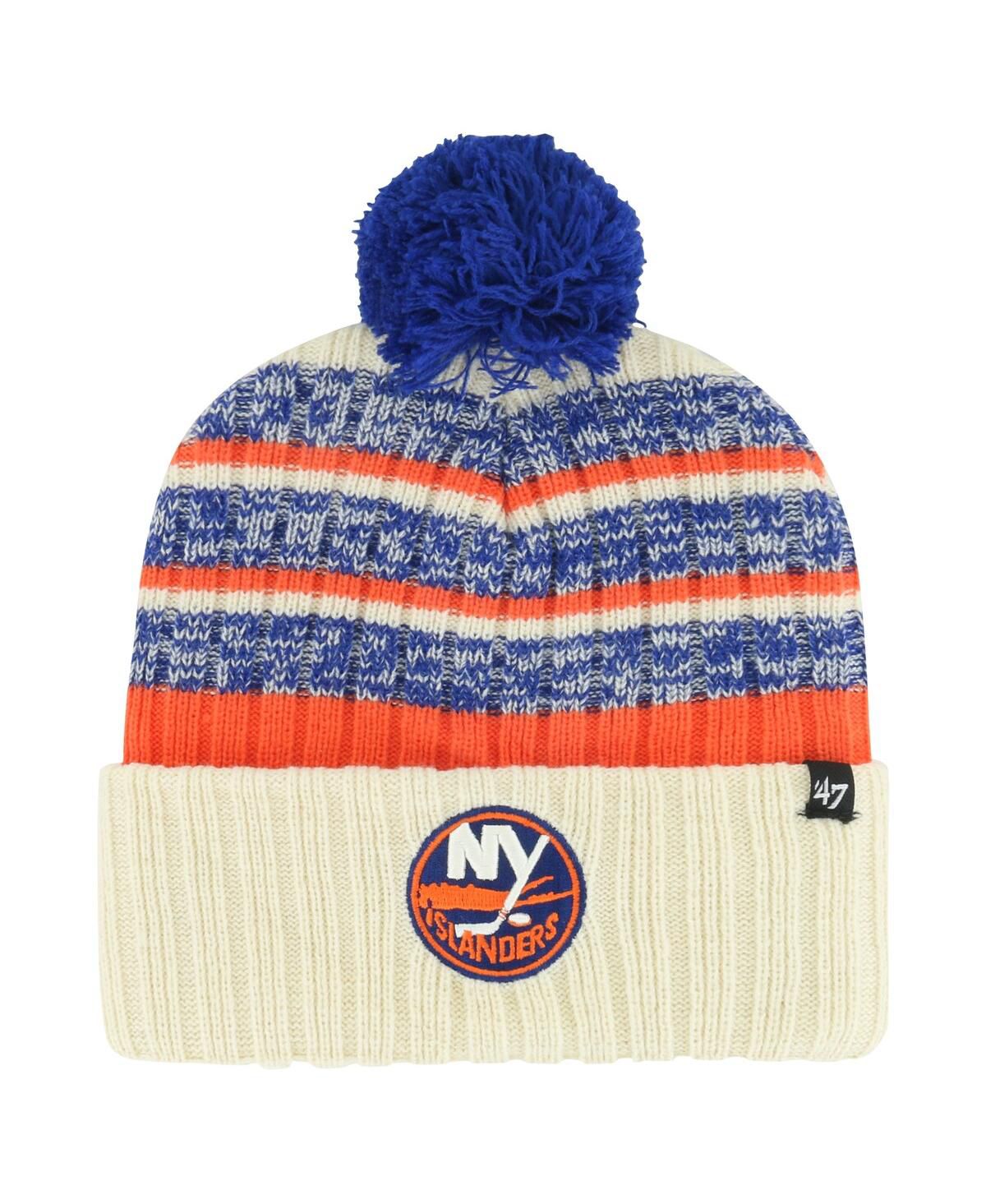 Мужская кремовая вязаная шапка New York Islanders Tavern с манжетами и помпоном