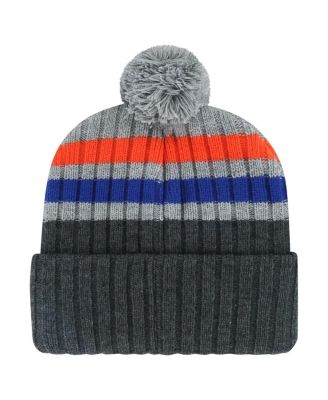 Men's Gray New York Islanders Stack Patch Cuffed Knit Hat with Pom