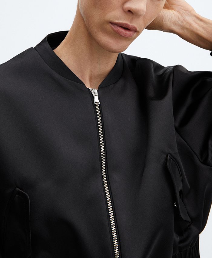 MANGO Women's Satin Bomber Jacket Macy's