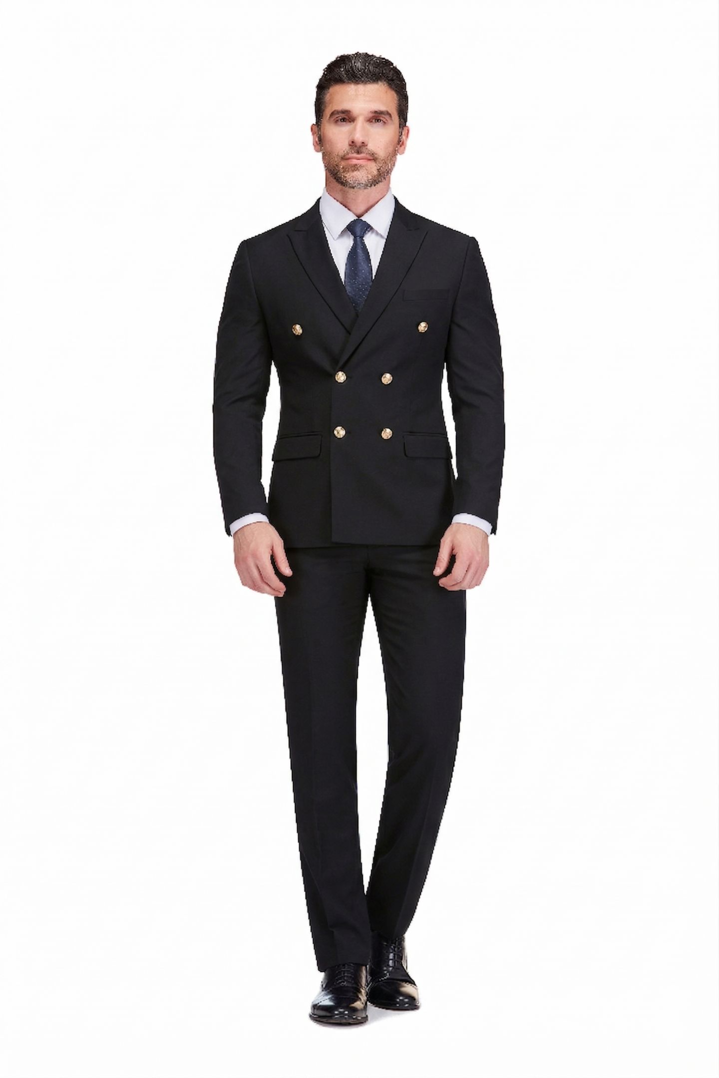 Мужские комплекты Gino Vitale Slim Fit 2-Piece Double Breasted Suit, цвет: Чёрный — фото 1