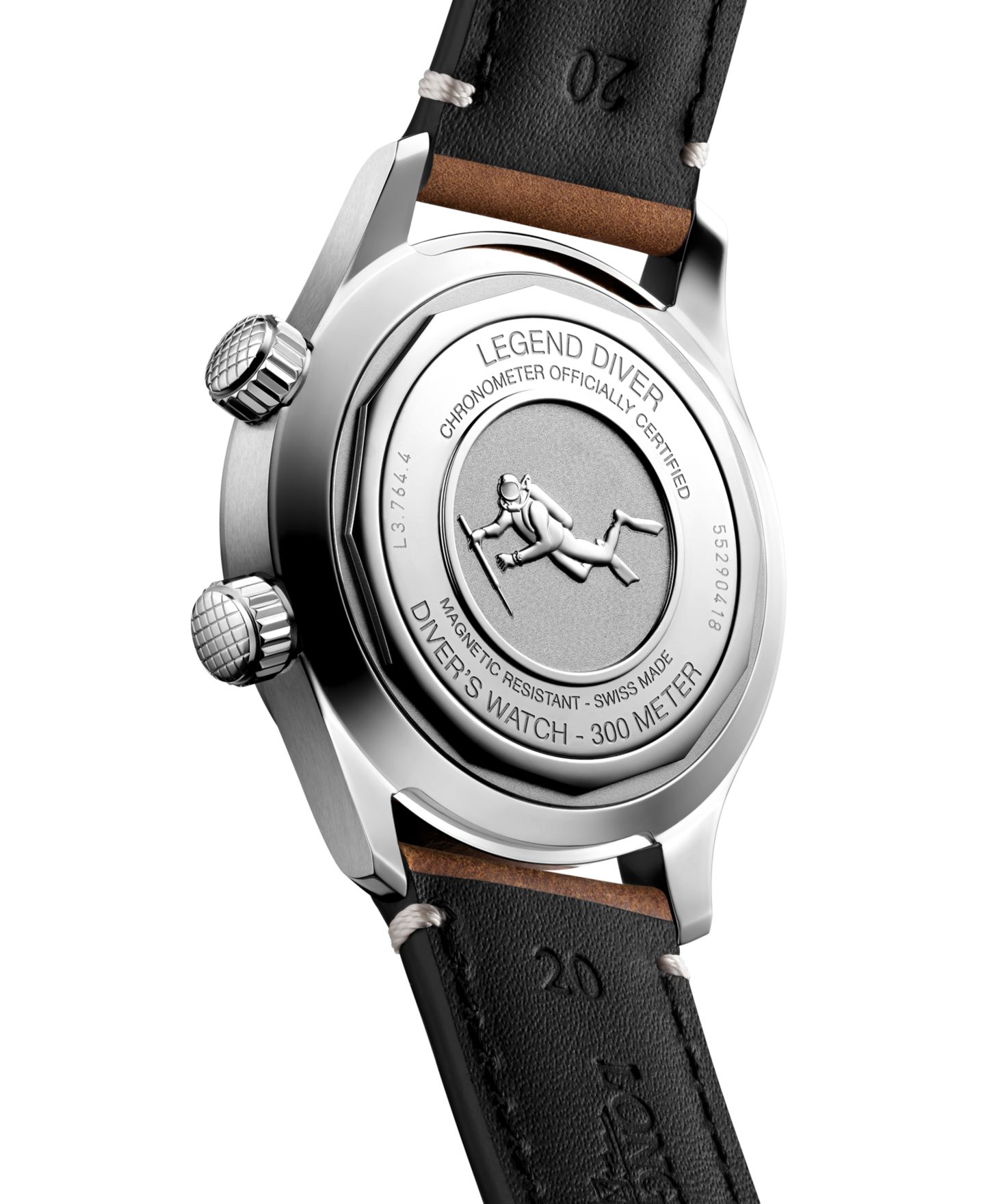 Мужские часы Longines Swiss Automatic Legend Diver Brown Leather Strap Watch 39mm — фото 3
