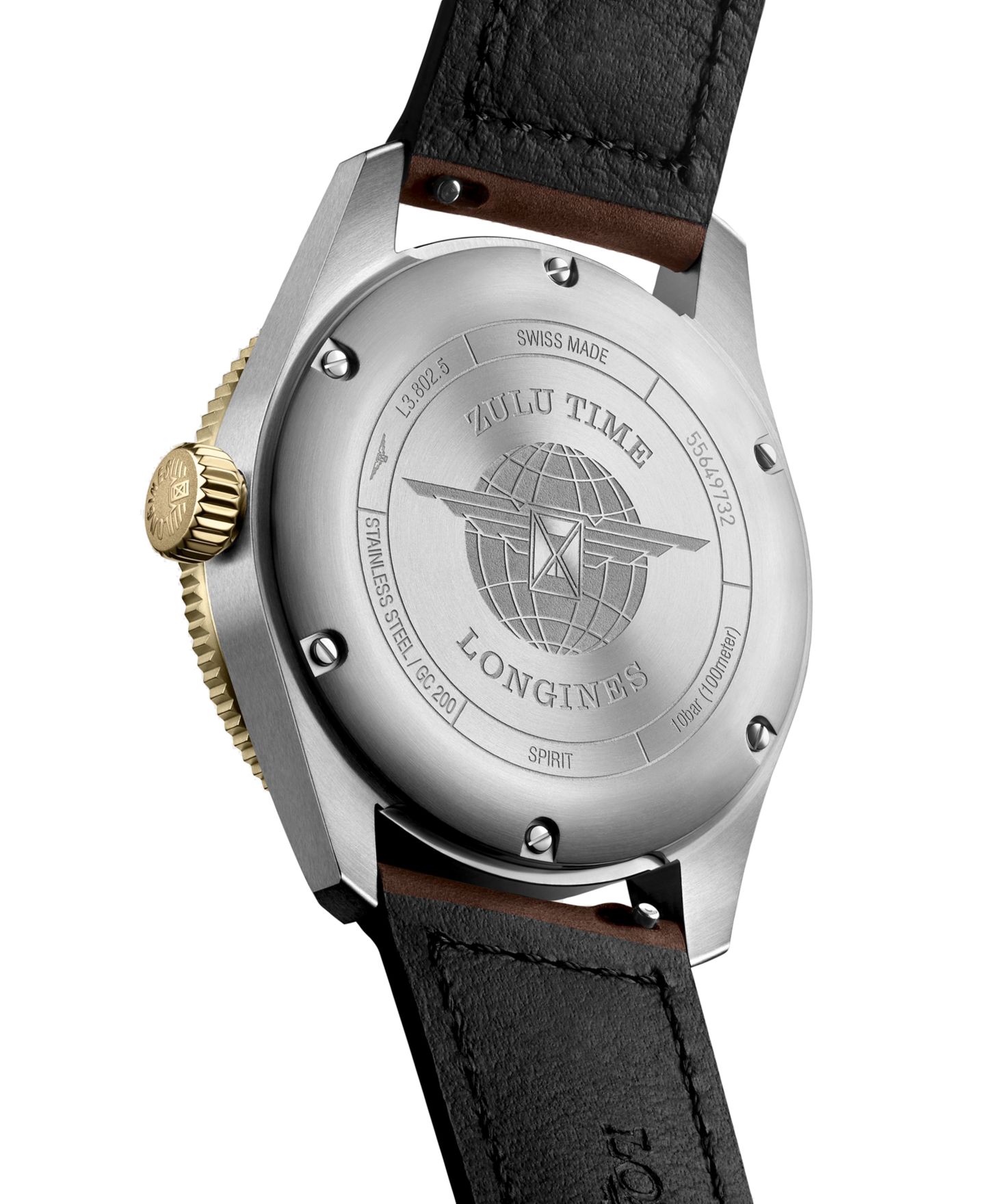 Мужские часы Longines Swiss Automatic Spirit Zulu Time Brown Leather Strap Watch 39mm — фото 3
