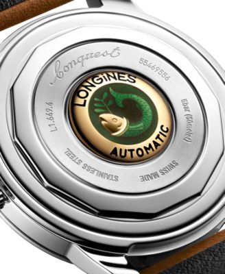 Unisex Swiss Automatic Conquest Heritage Brown Leather Strap Watch 38mm