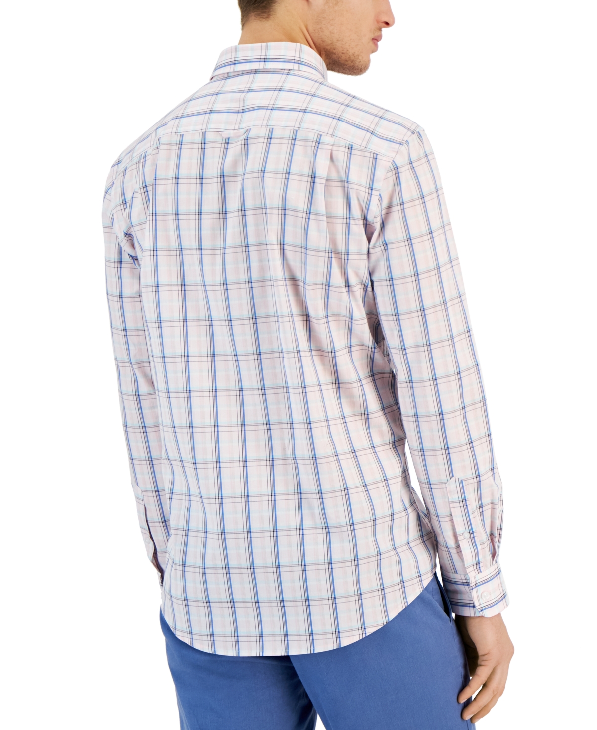 Shop Club Room Men's Quincy Plaid Button-down Poplin Shirt, Created For Macy's In Rose Shadow