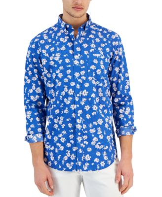 Club Room - Men's Vinta Floral Poplin Long Sleeve Button-Down Shirt