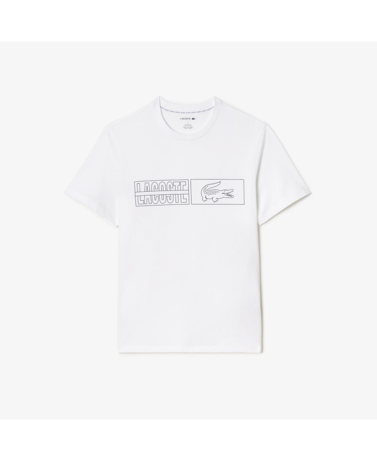 Lacoste Men's Cotton Jersey Printed Lounge T-shirt In White