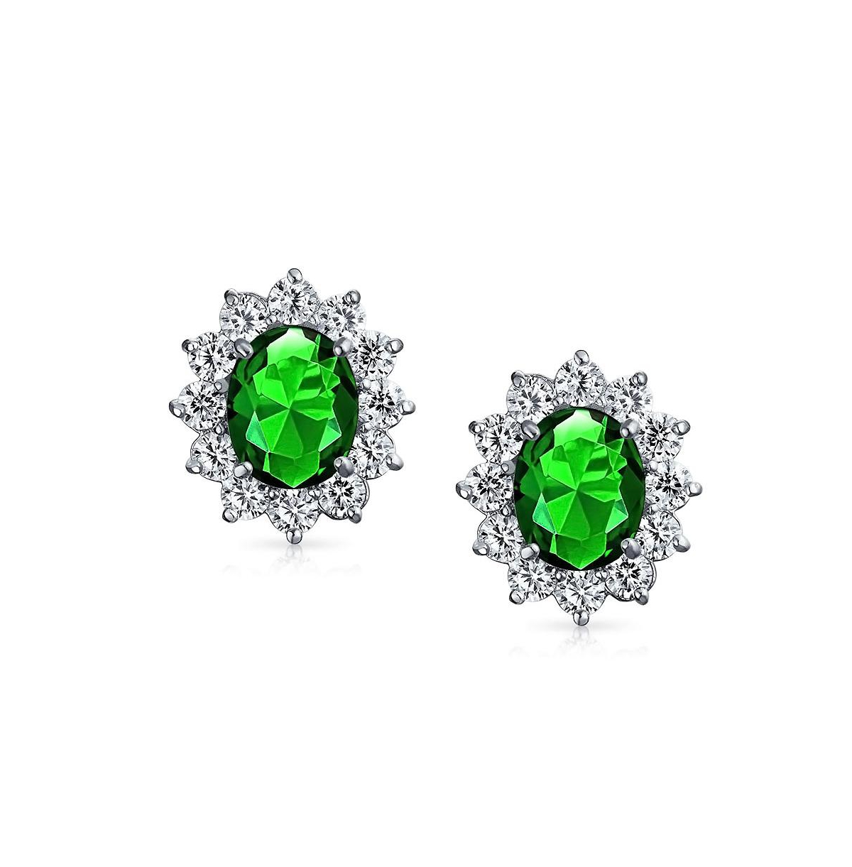 Bling Jewelry Classic Cubic Zirconia Cz Halo Crown Oval Stud Clip On Earrings For Women Non Pierced Ears