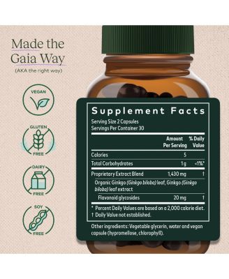 Ginkgo Leaf - Traditionally Used to Support Healthy Circulation and Brain Function - Organic, Herbal Supplement - 60 Liquid Phyto-Capsules (20-Day Supply)