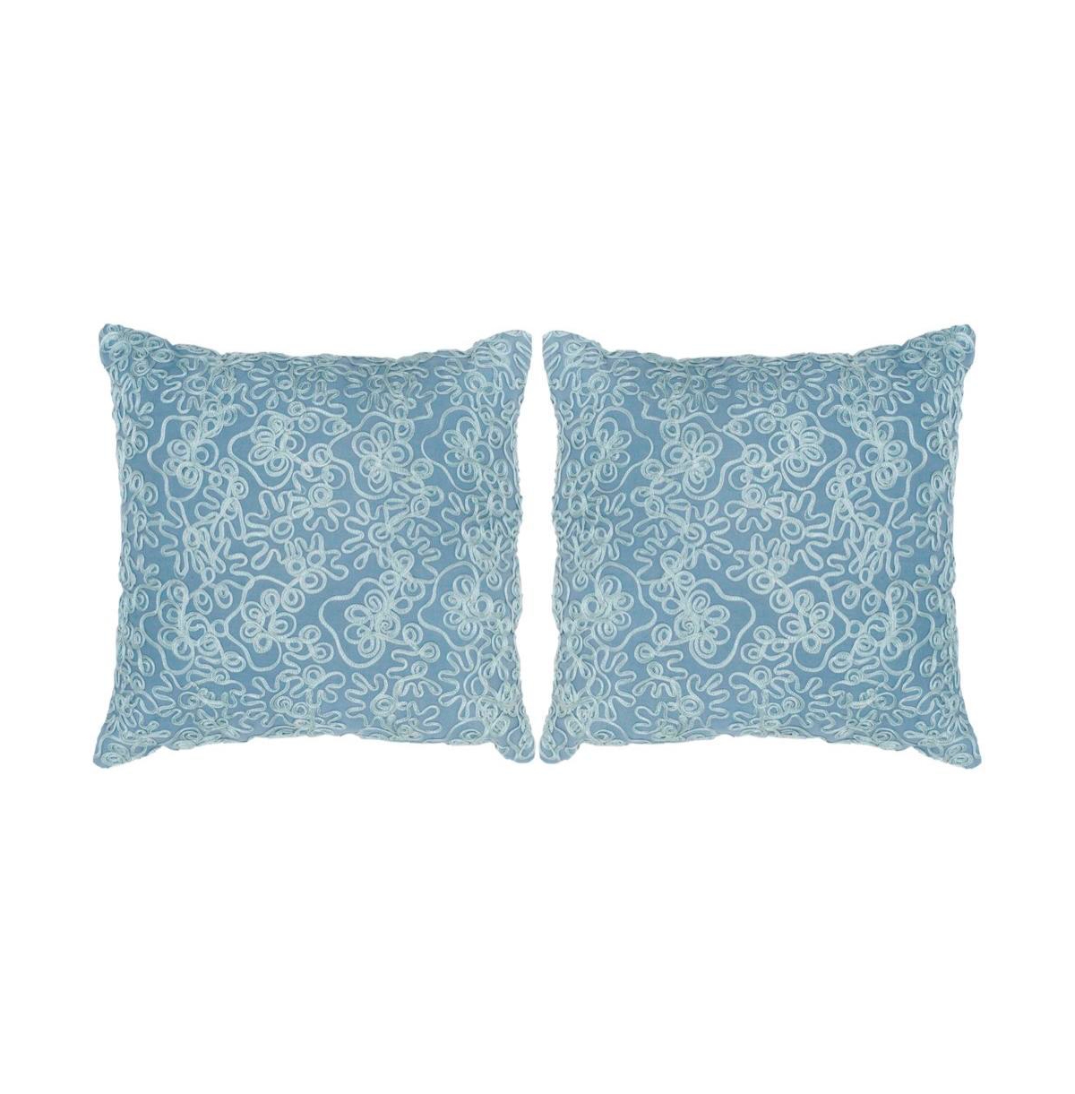 Safavieh Tape Swirl 20" X 20" Pillow (set Of 2) In Wedgwood Blue