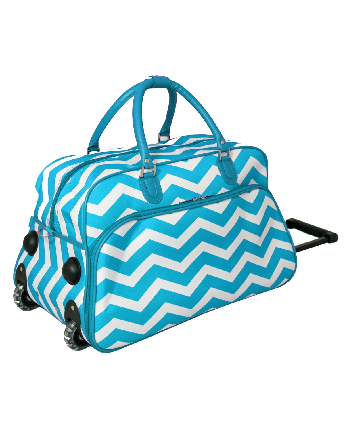21-Inch Carry-On Rolling Duffel Bag - Teal-white