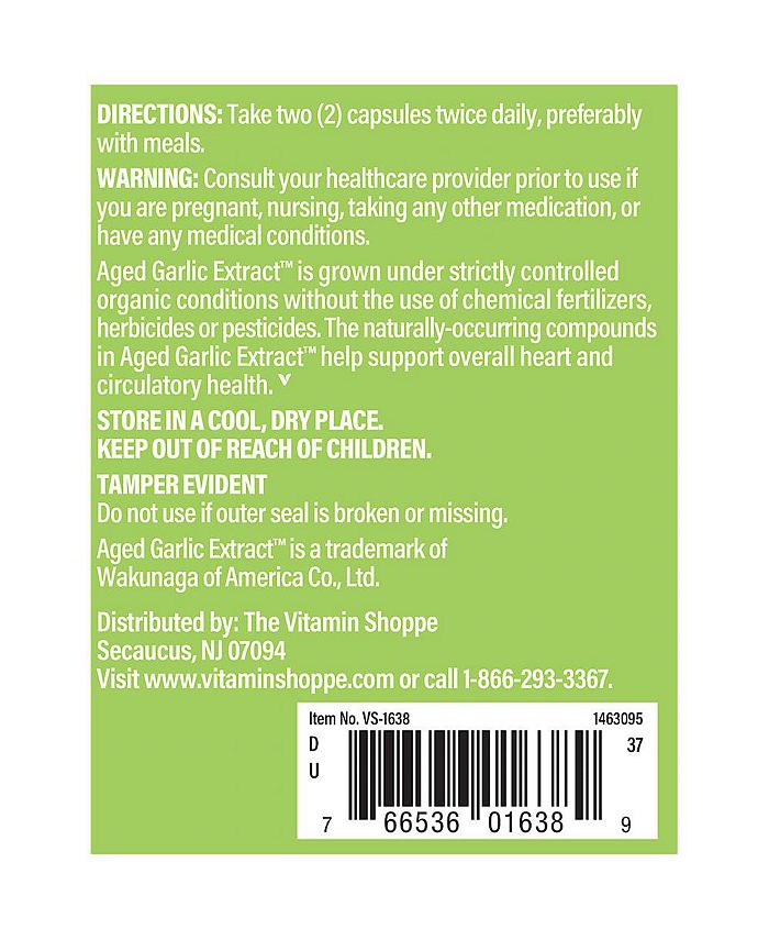 The Vitamin Shoppe Odorless Aged Garlic Extract Supports