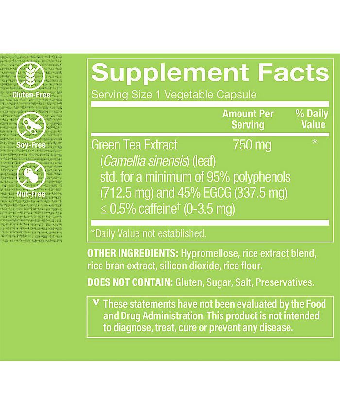 The Vitamin Shoppe Triple Strength Green Tea Extract Decaffeinated Antioxidant 750 MG (200