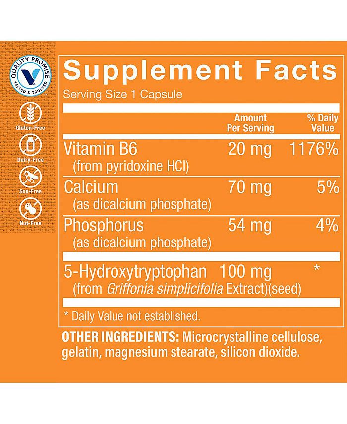 The Vitamin Shoppe 5HTP with Vitamin B6 for Mood Support 100 MG (60
