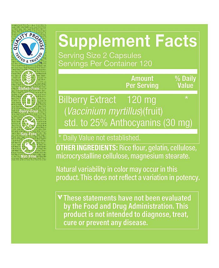 The Vitamin Shoppe Bilberry Extract Standardized to 25 Anthocyanins