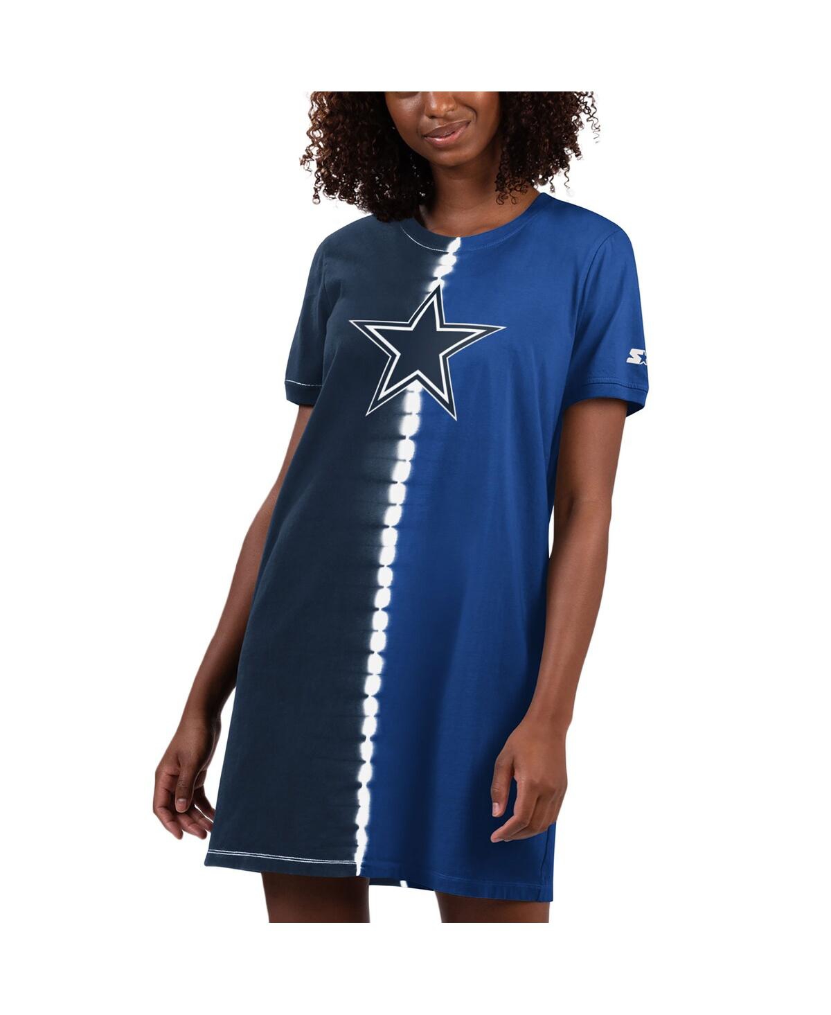 Shop Starter Women's  Navy Dallas Cowboys Ace Tie-dye T-shirt Dress