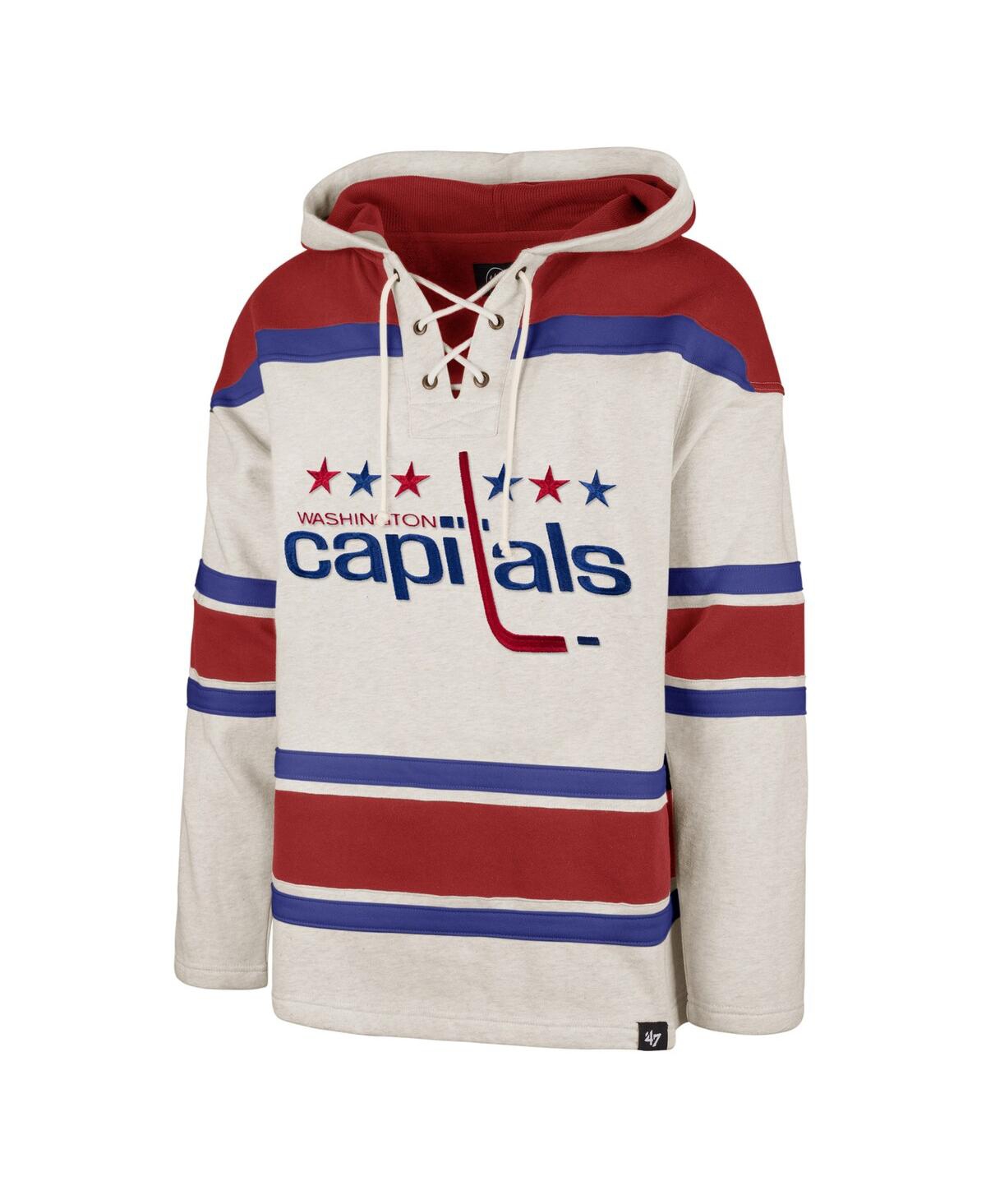 Men's '47 BrandWashington Capitals Rockaway Lace-Up Pullover Hoodie - Oatmeal