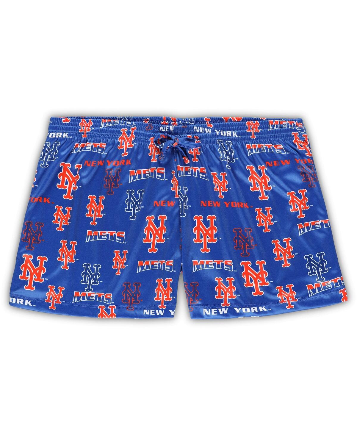 CONCEPTS SPORT WOMEN'S CONCEPTS SPORT WHITE, ROYAL NEW YORK METS PLUS SIZE TANK TOP AND SHORTS SLEEP SET 