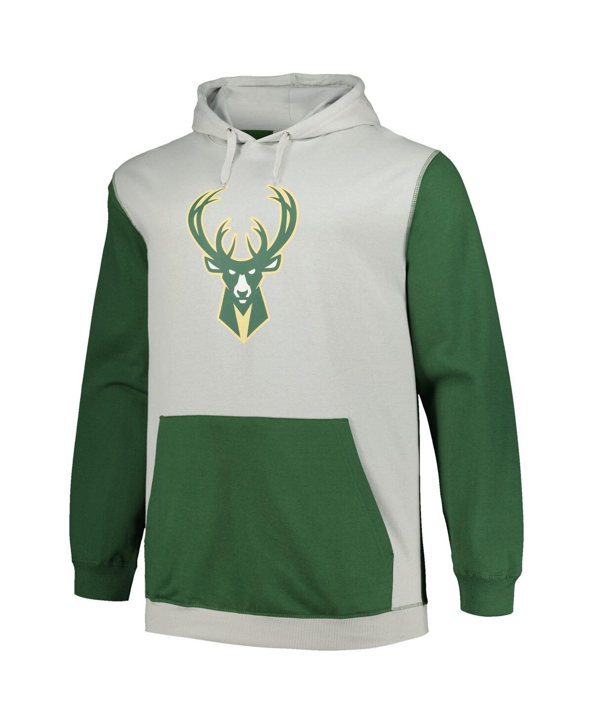 Shop Fanatics Men's  Hunter Green, Silver Milwaukee Bucks Big And Tall Primary Arctic Pullover Hoodie In Hunter Green,silver
