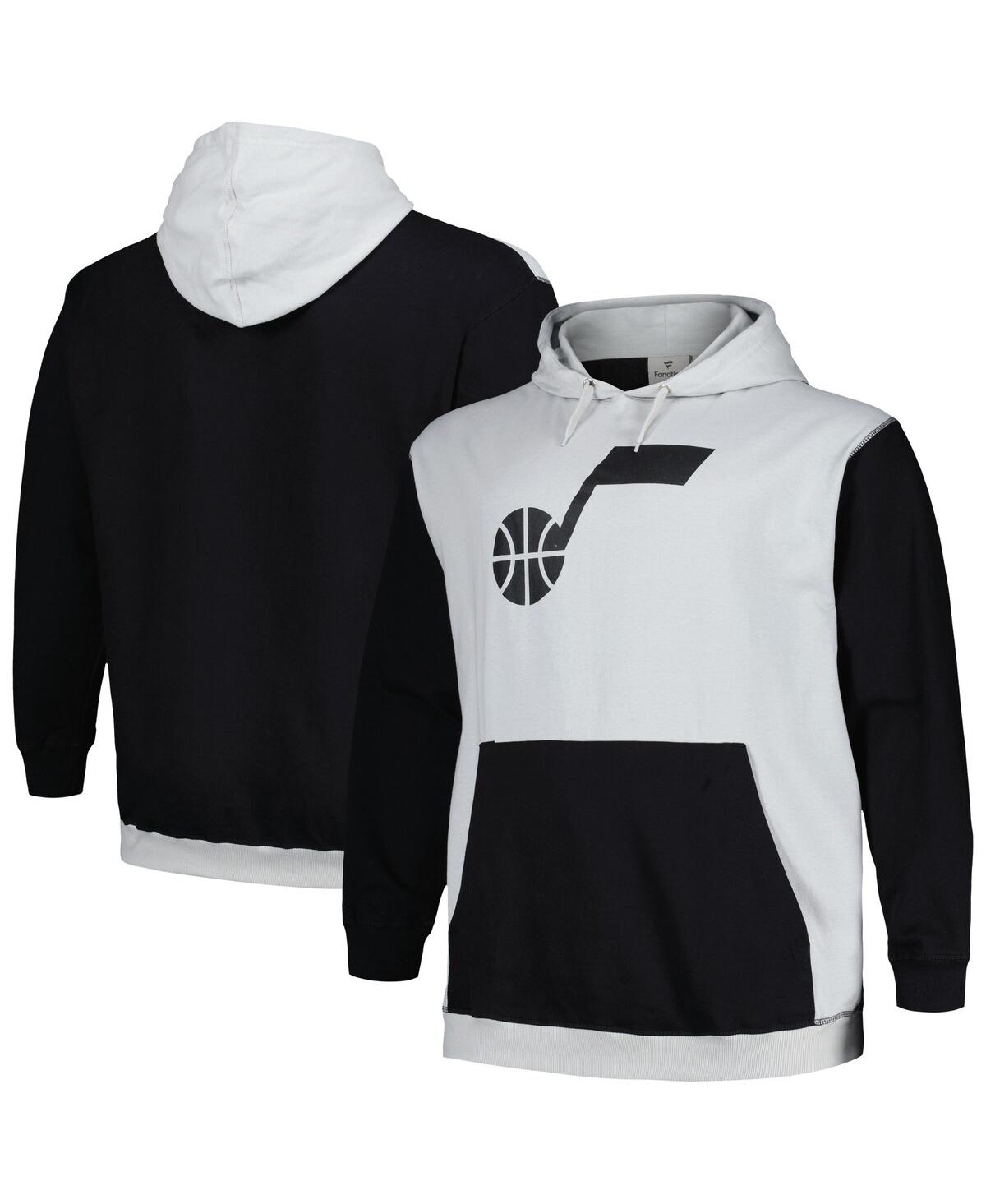 Shop Fanatics Men's  Black, Silver Utah Jazz Big And Tall Primary Arctic Pullover Hoodie In Black,silver