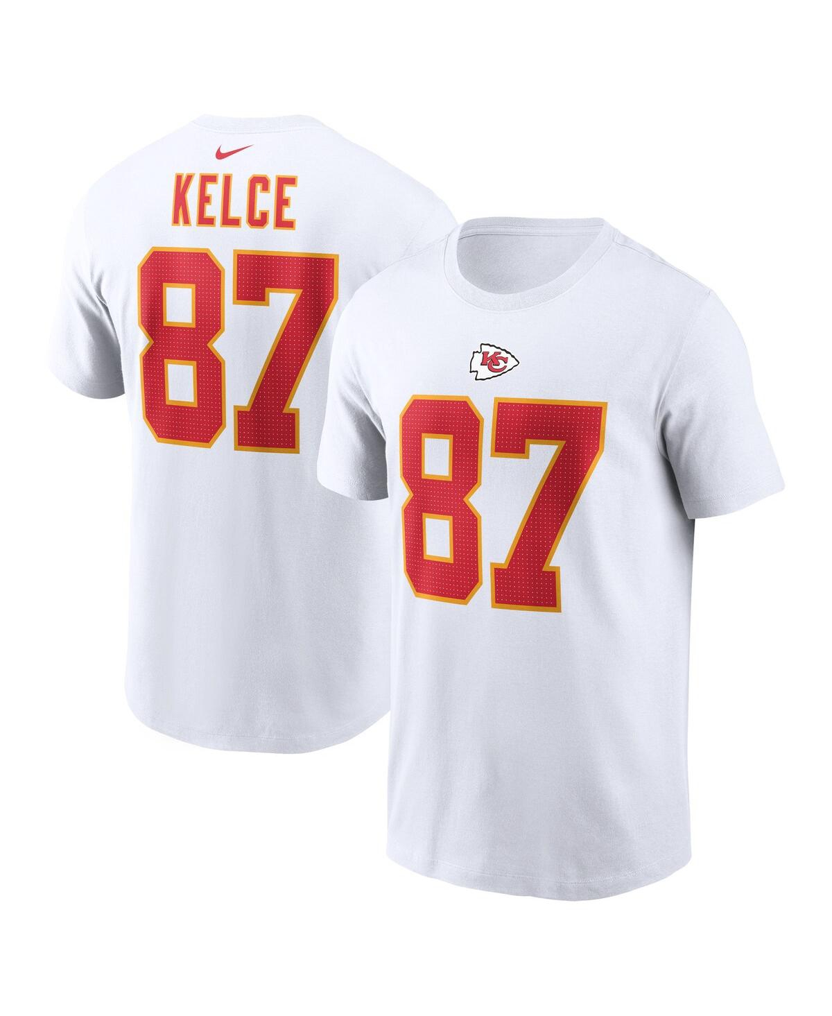Shop Nike Men's  Travis Kelce White Kansas City Chiefs Player Name And Number T-shirt