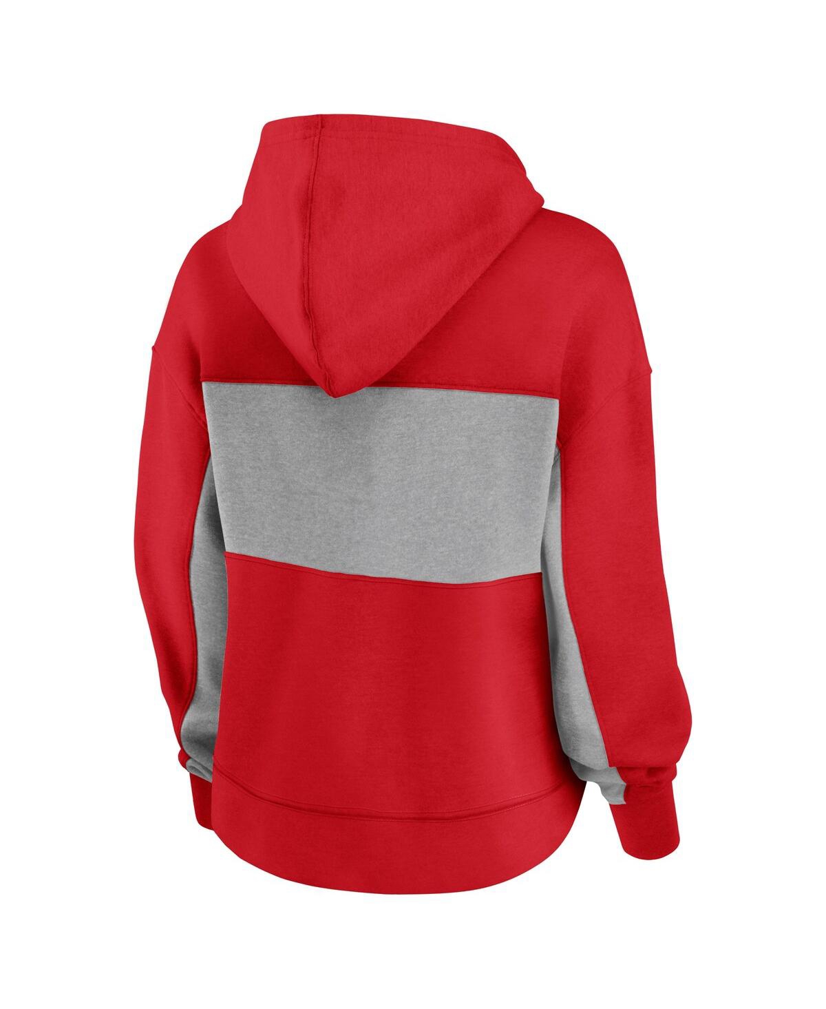 Shop Fanatics Women's  Red Los Angeles Angels Filled Stat Sheet Pullover Hoodie
