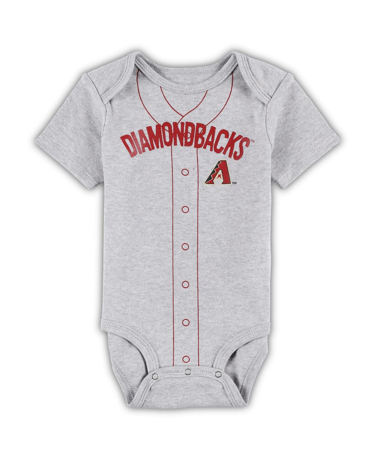 Outerstuff Infant Boys And Girls White, Heather Gray Arizona Diamondbacks Two-pack Little Slugger Bodysuit Set In White,heather Gray