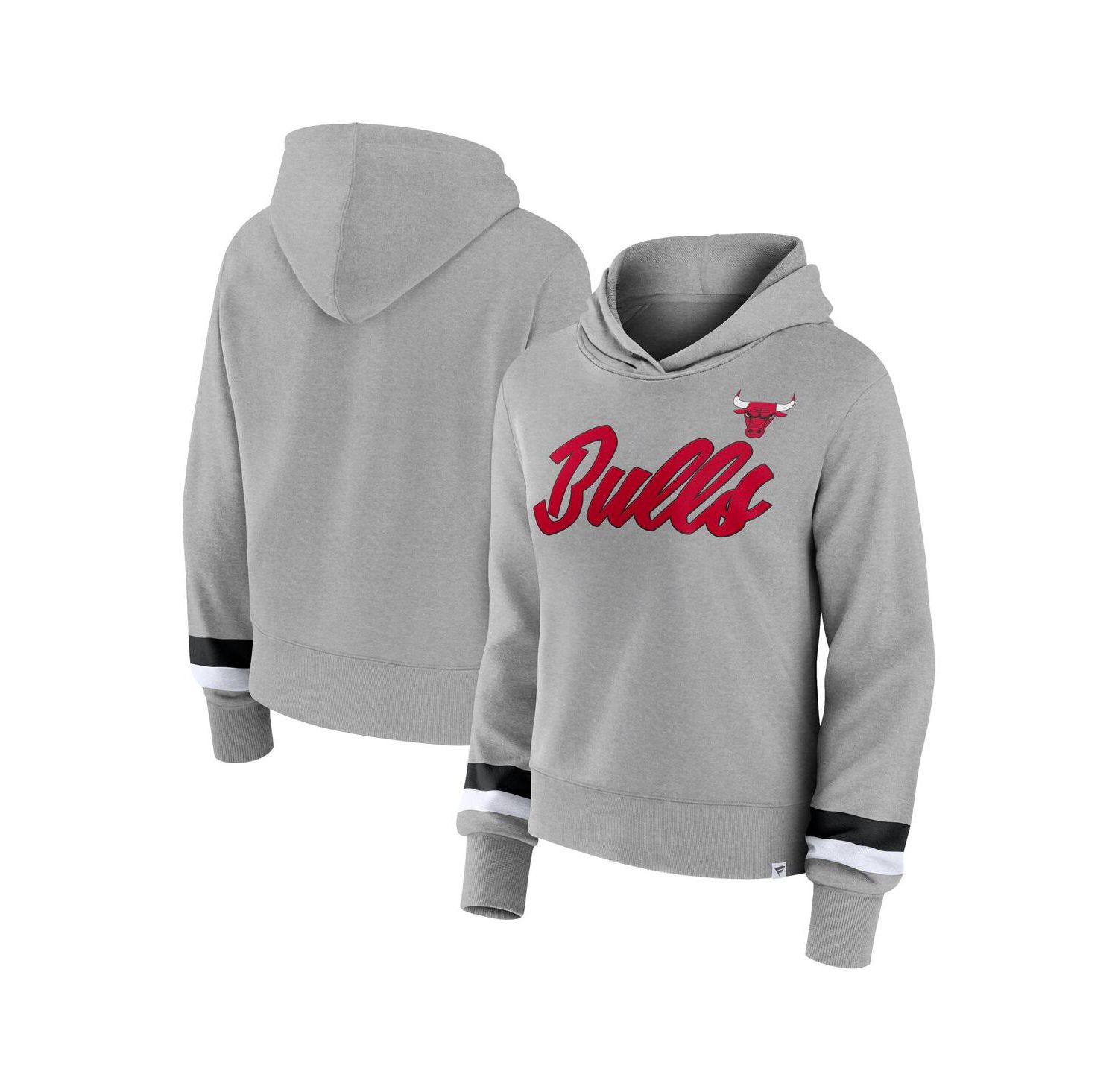 Women's Heather Gray Chicago Bulls Halftime Pullover Hoodie