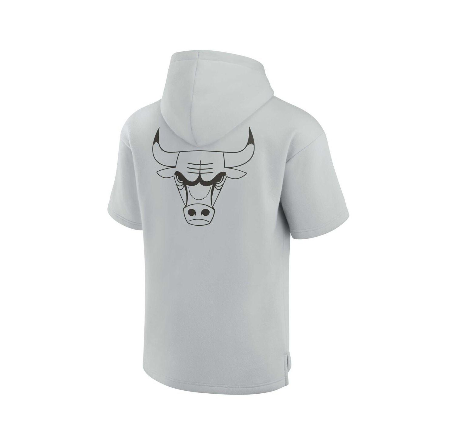 Men's and Women's Gray Chicago Bulls Super Soft Fleece Short Sleeve Pullover Hoodie