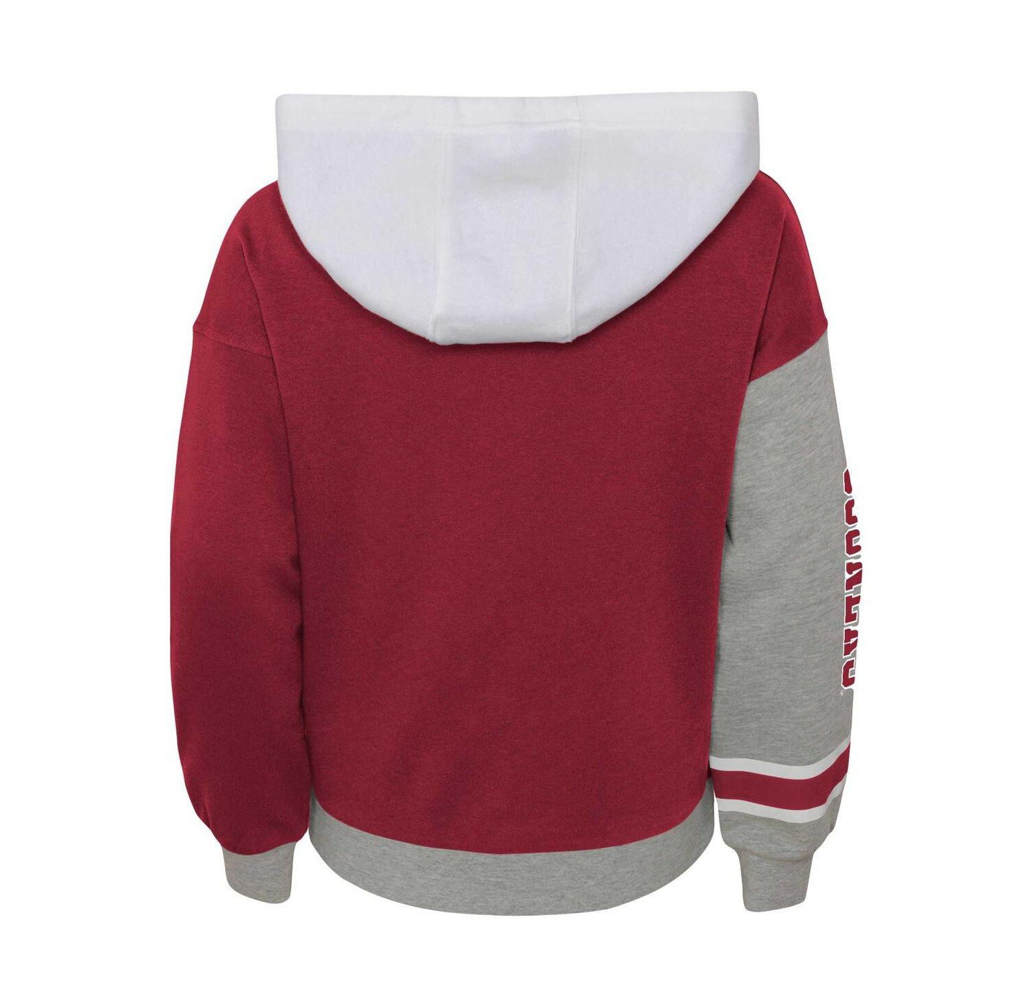 Big Girls Crimson Distressed Oklahoma Sooners True Fan Soft Fleece Pullover Hoodie