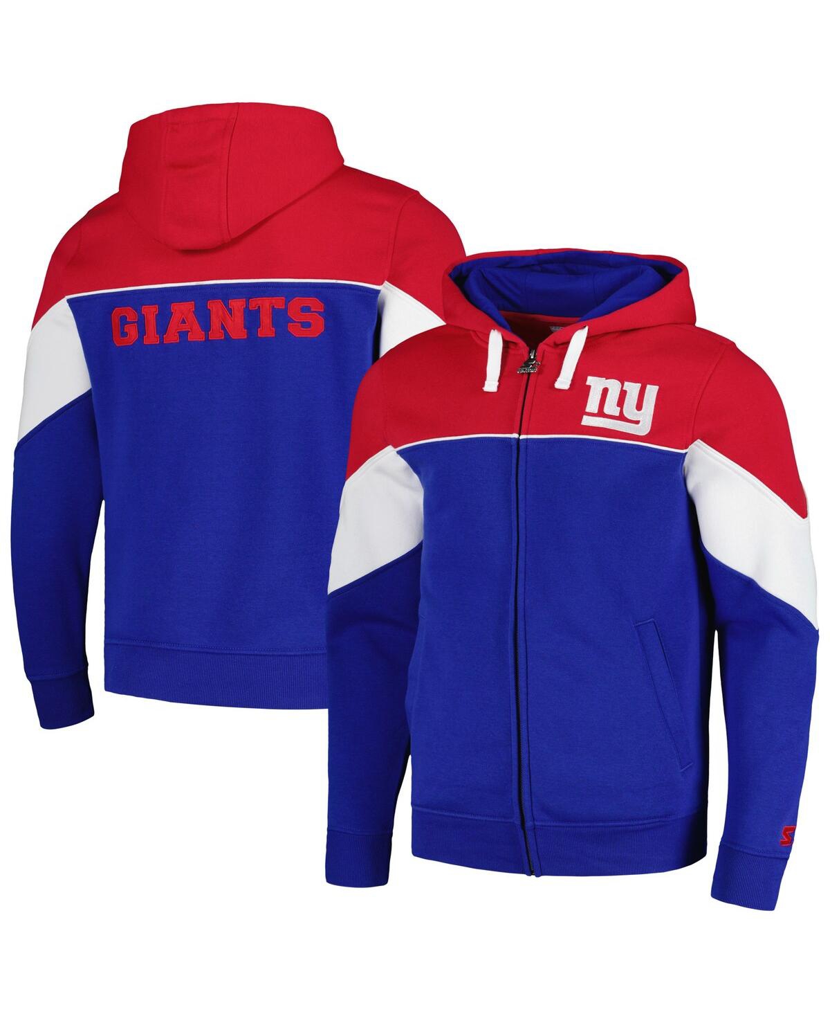 Shop Starter Men's  Royal, Red New York Giants Running Back Full-zip Hoodie In Royal,red