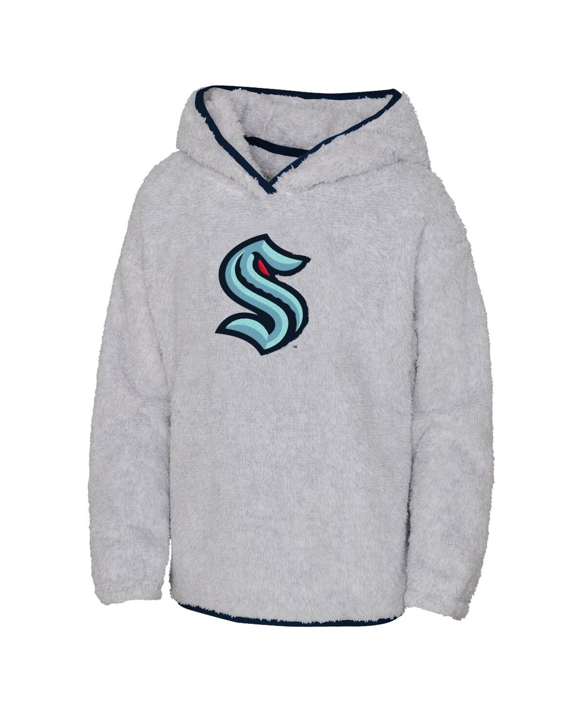Outerstuff Girls Youth Heather Gray Seattle Kraken Ultimate Teddy Fleece Pullover Hoodie In Heather Gray