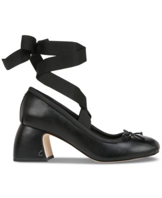  Della Lace-Up Block-Heel Ballet Pumps