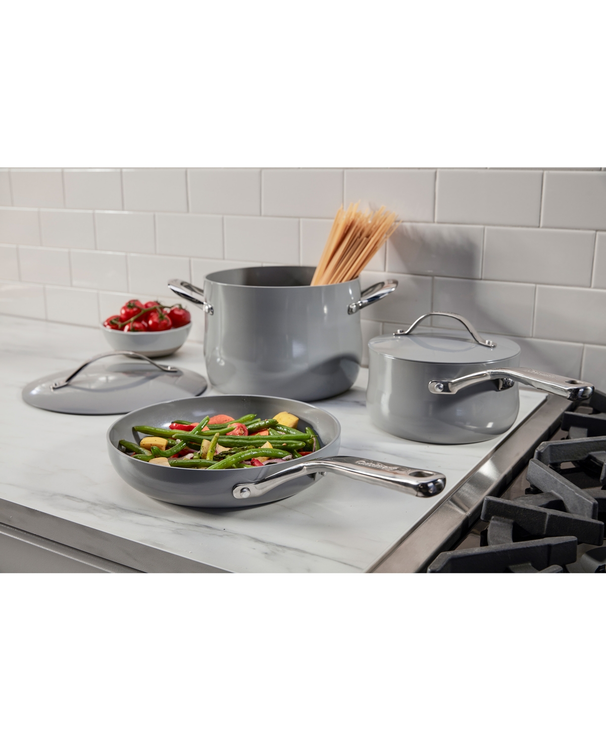 Shop Cuisinart Culinary Collection 8-pc. Nonstick Ceramic Cookware Set, Created For Macy's In Gray