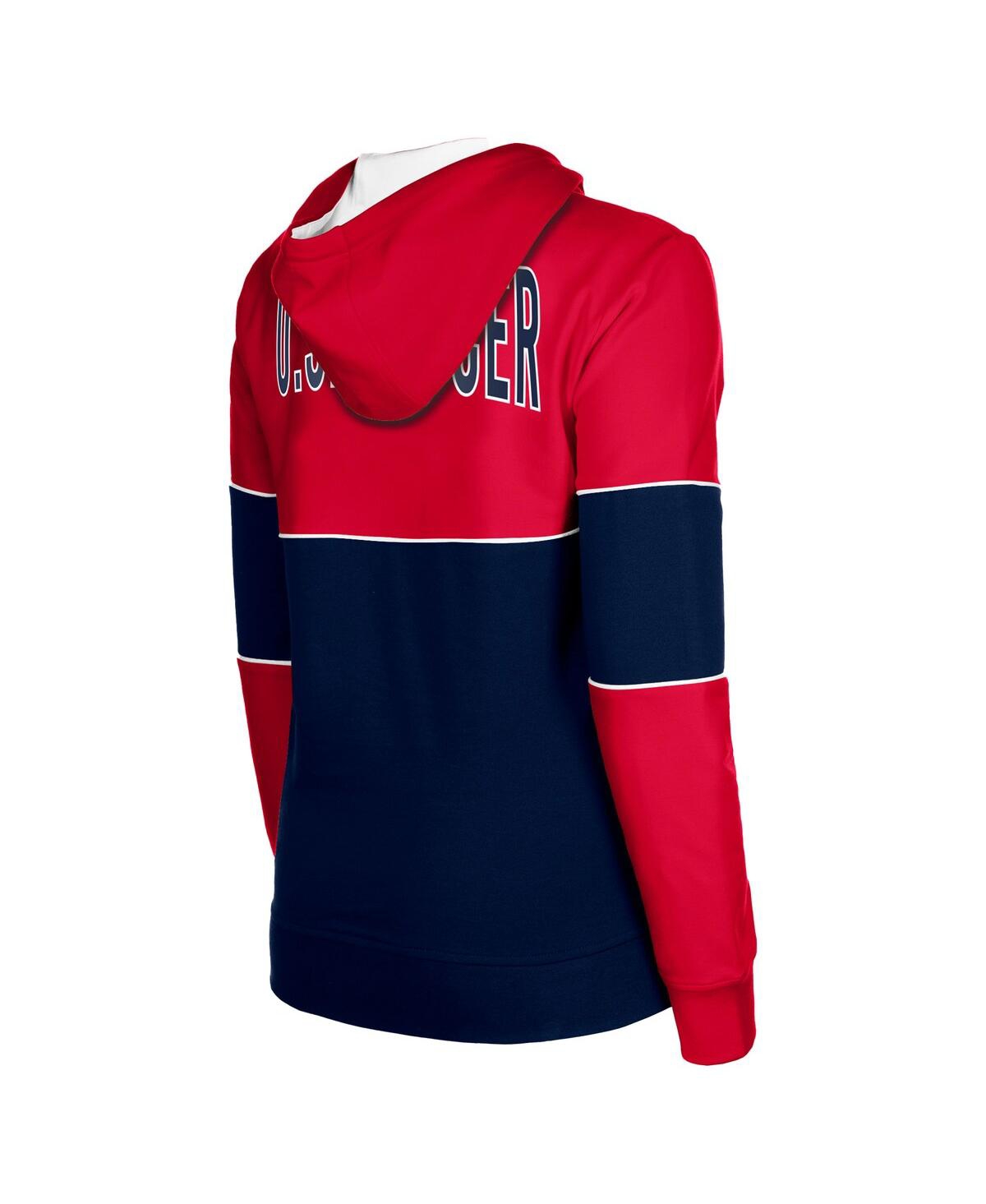 NEW ERA WOMEN'S 5TH & OCEAN BY NEW ERA NAVY USWNT ACTIVE STRETCH FLEECE FULL-ZIP HOODIE JACKET 