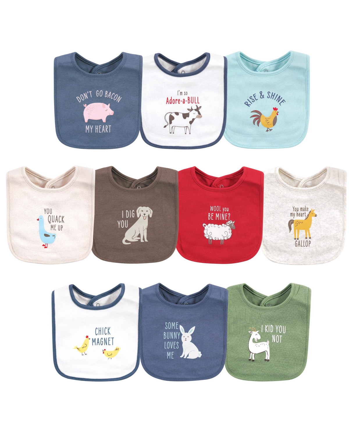 Hudson Baby Boys 10-Piece Soft Interlock Feeding Bib Set