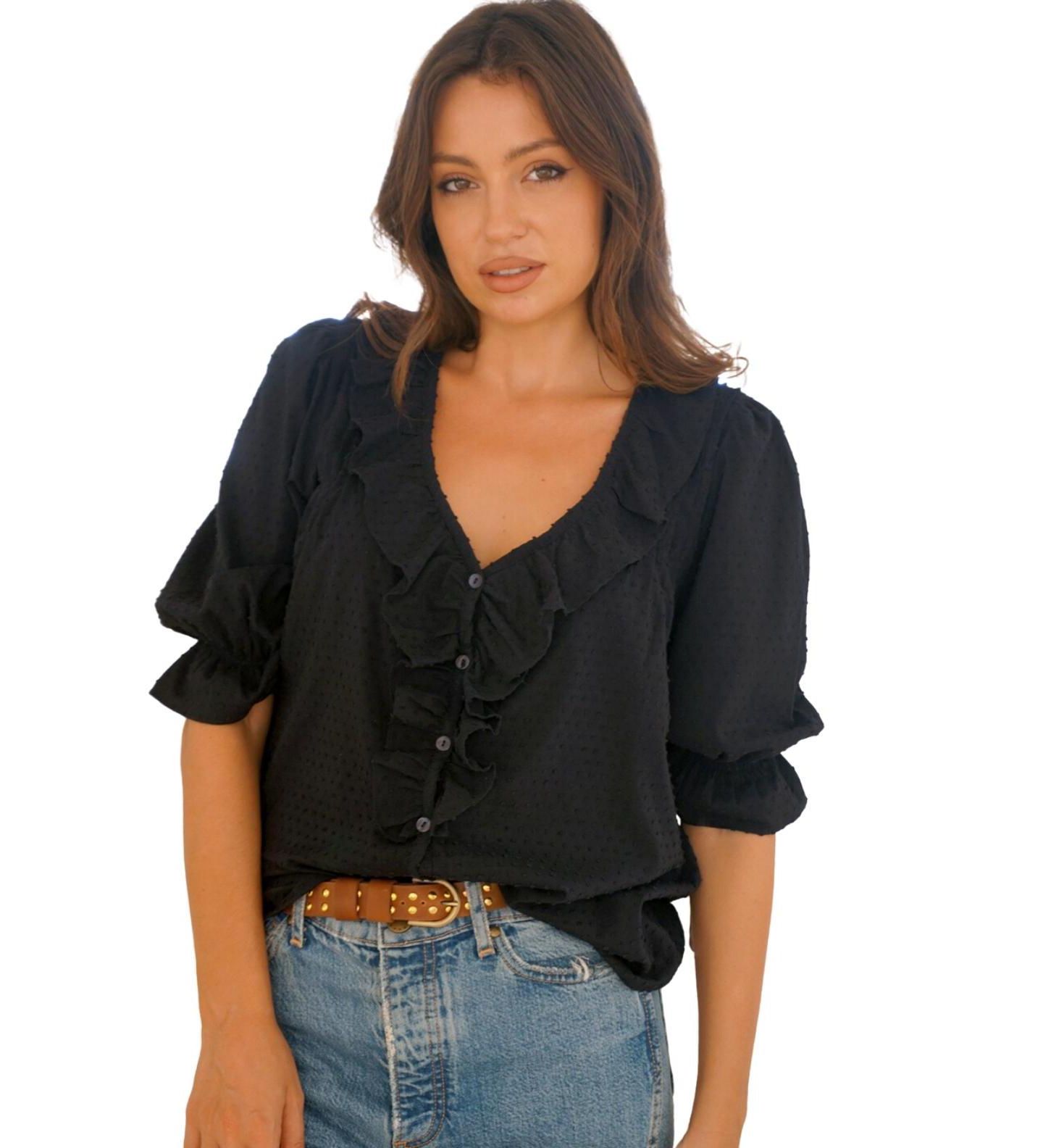 Женская рубашка Paneros Clothing Cotton Chloe, цвет: Чёрный — фото 1