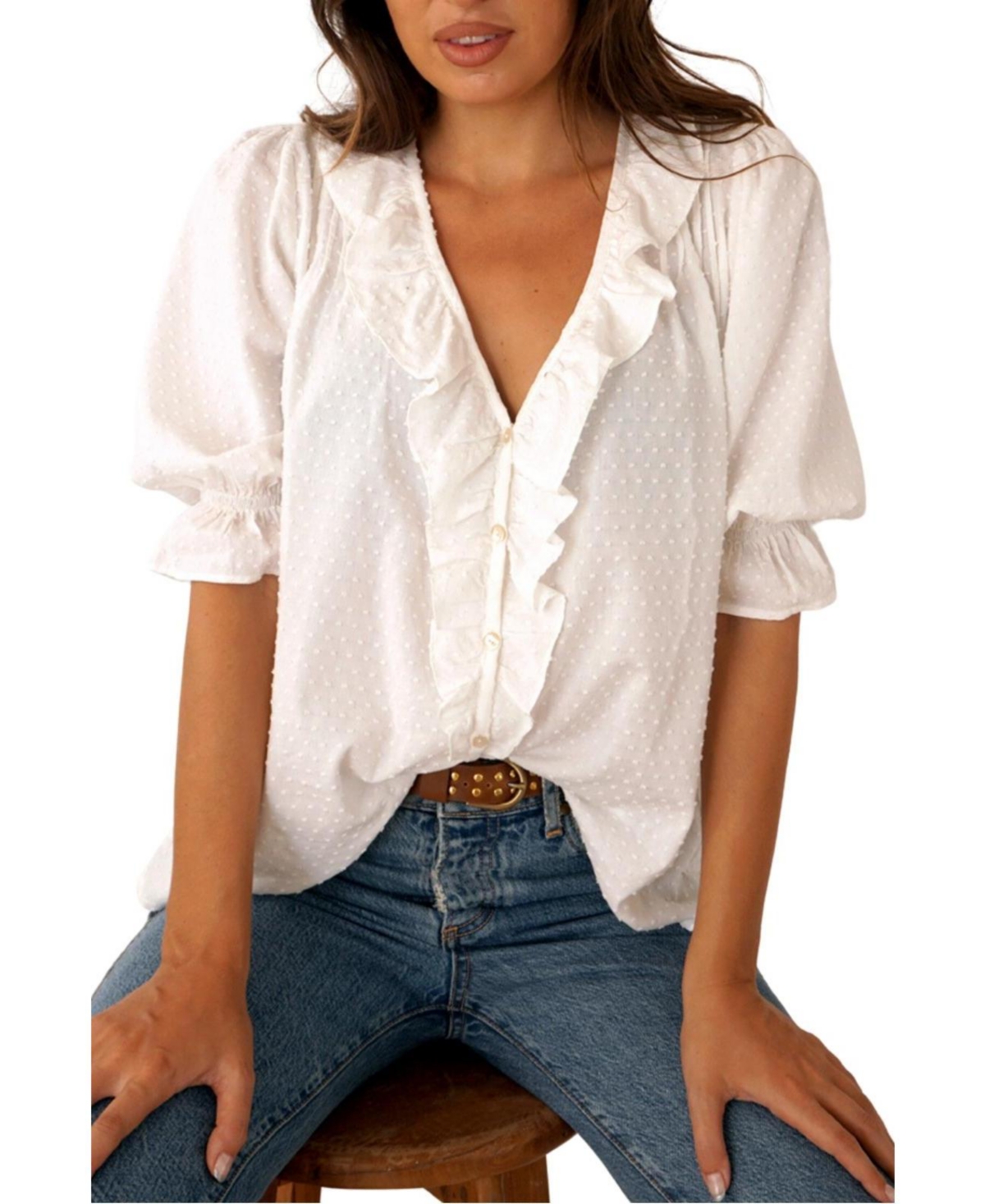 Women's Short Sleeve Cotton Chloe Shirt - Off white