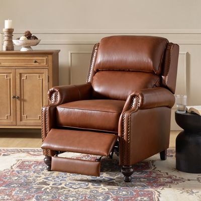 Franco Traditional Genuine Leather Manual Recliner