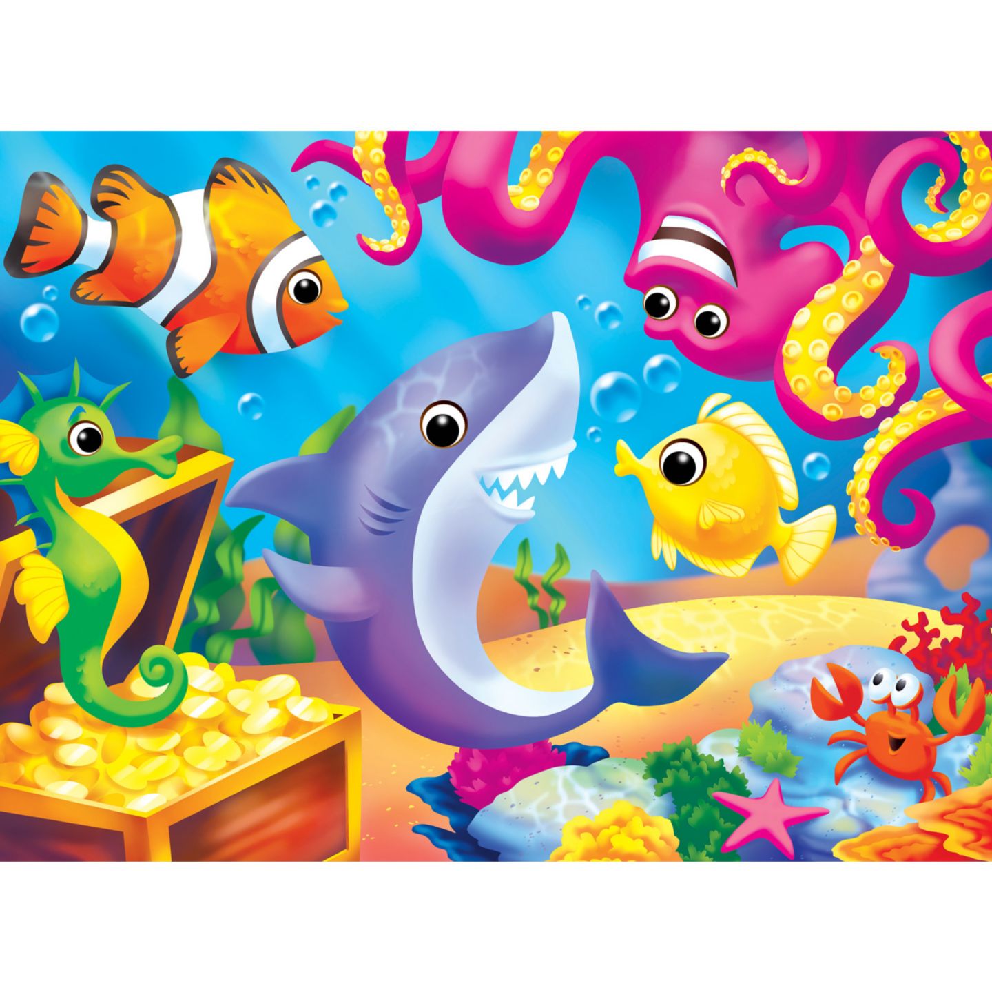 Детский пазл MasterPieces Puzzles Googly Eyes Lil' Shark 48 Piece Puzzle, Ages 4+, цвет: Разноцветный — фото 2