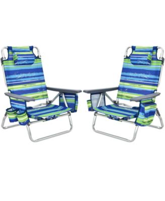 2 Pieces Folding Backpack Beach Chair with Pillow - Macy's