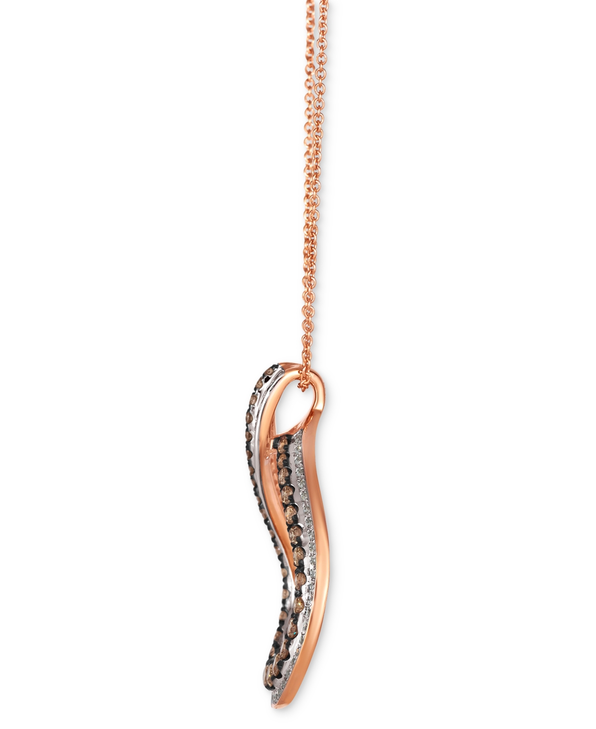 Shop Le Vian Chocolatier Chocolate Diamond & Vanilla Diamond Open Teardrop Adjustable 20" Pendant Necklace (1-1/6 In K Strawberry Gold Pendant