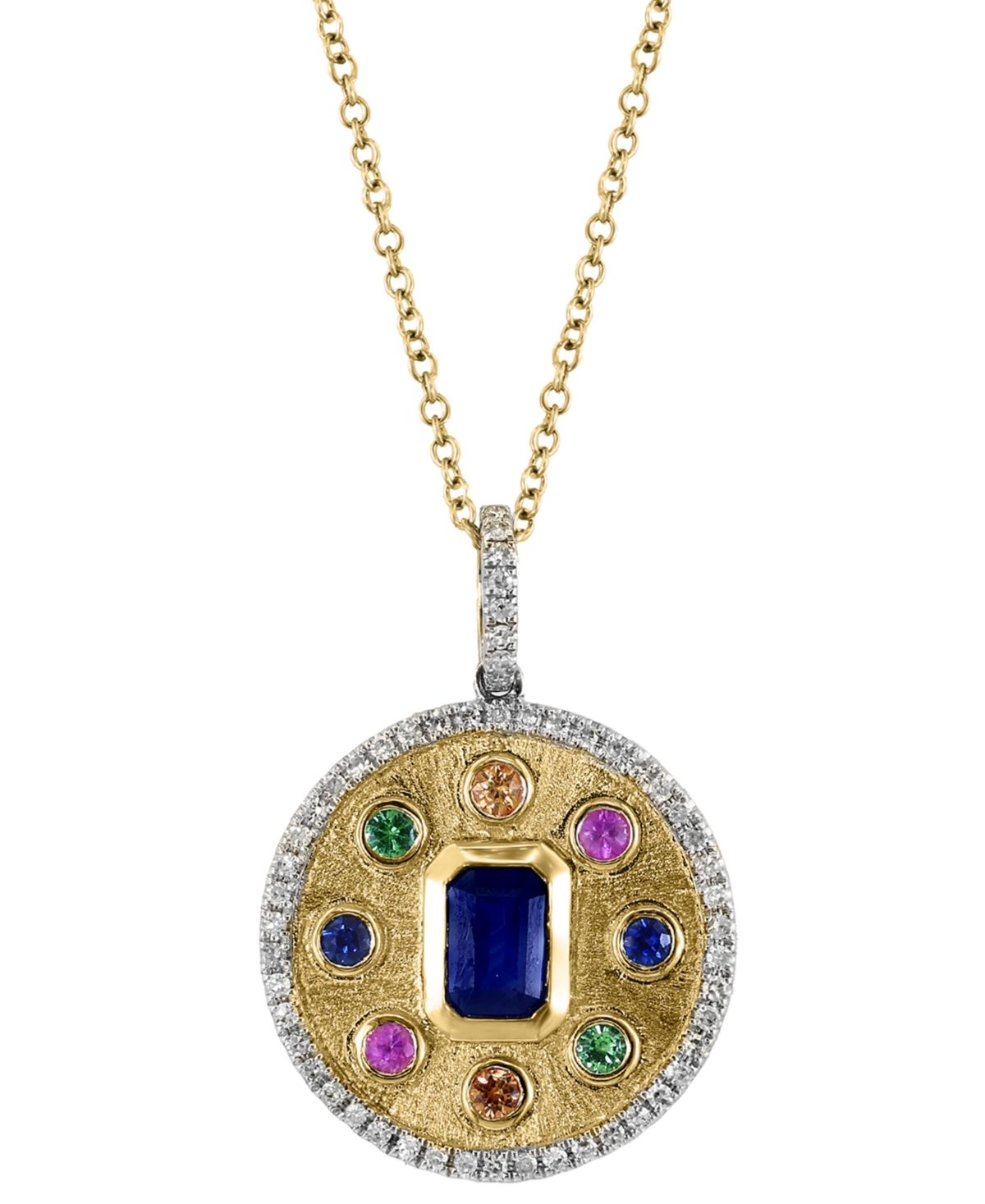 Effy Multi-Gemstone (1 ct. t.w.) & Diamond (1/4 ct. t.w.) Halo Disc 18