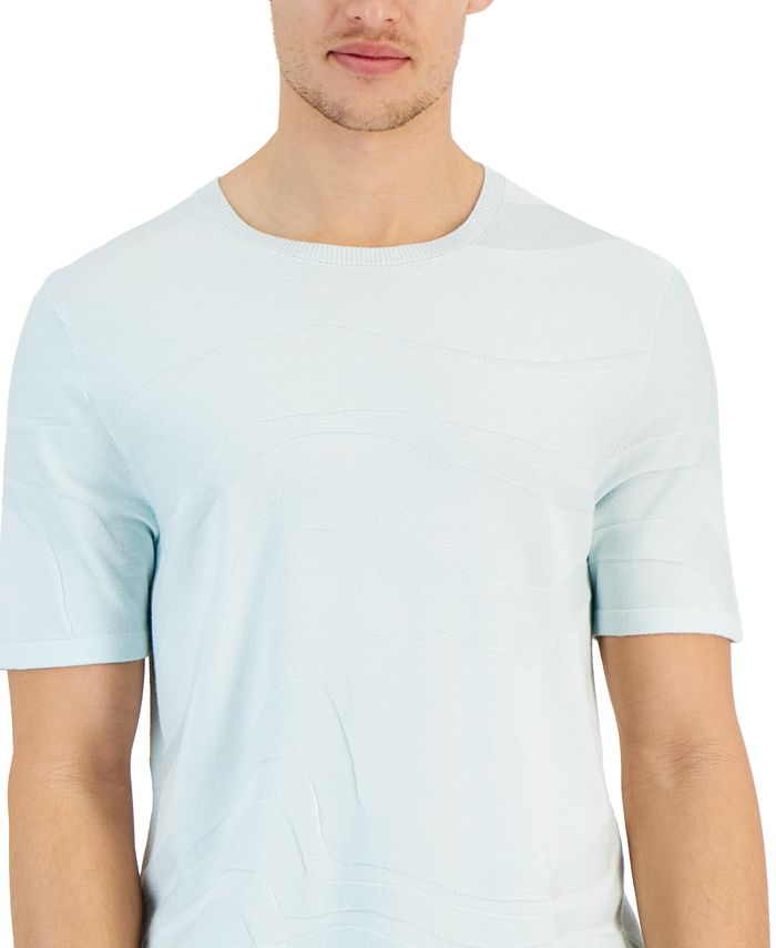 Alfani Men's Tonal Wave Jacquard T-Shirt, Created for Macy's - Macy's